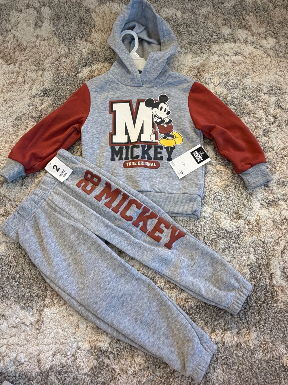 Disney Gray & Rust Mickey Hoodie and Jogger Set